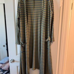 LuLaRoe Striped gray and Yellow Cardigan